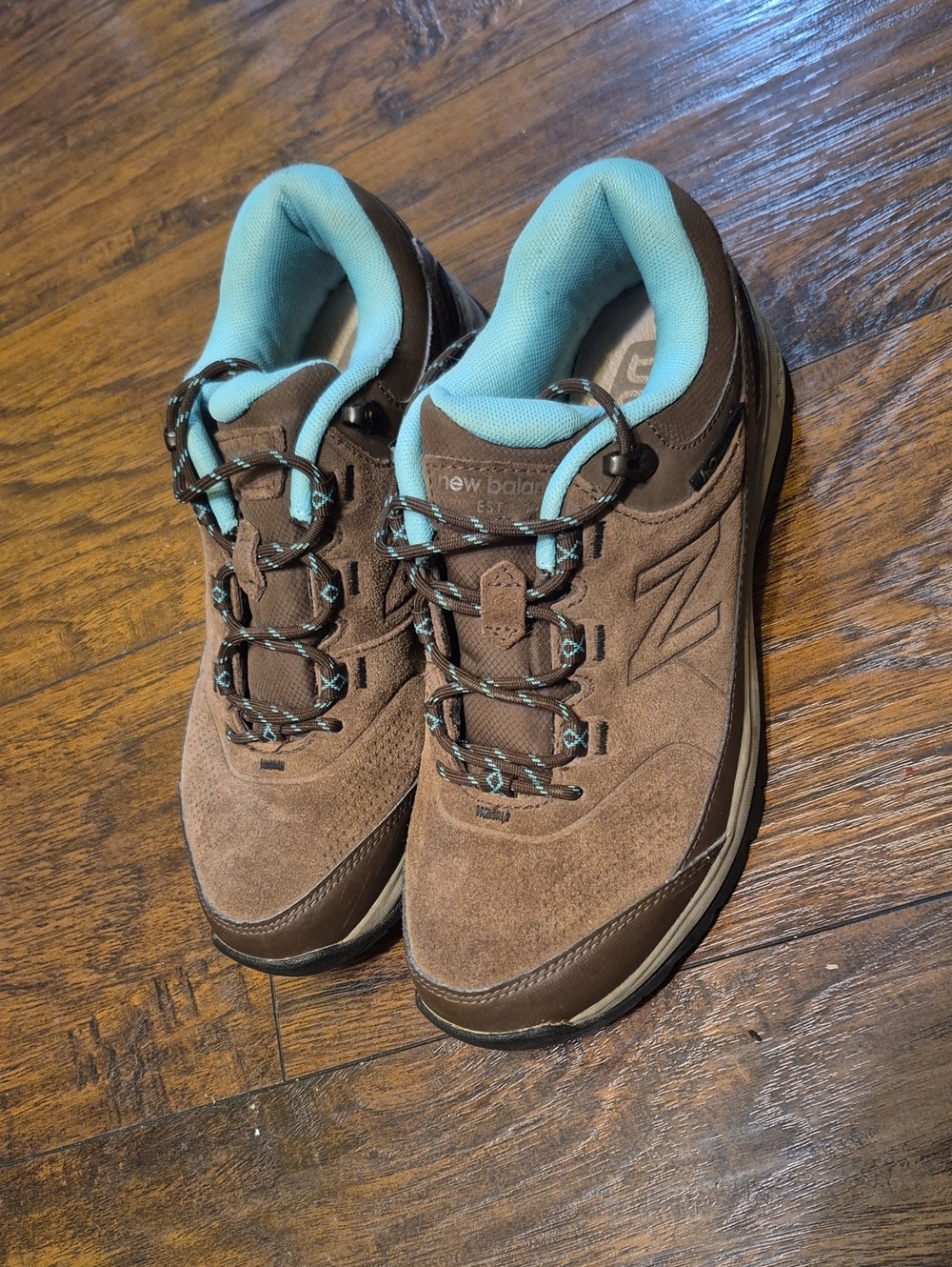 New Balance Brown Suede Walking Shoes with Teal Lining